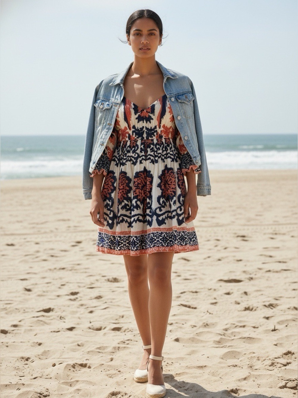 Ash & Eden Printed Floral Puff Sleeve Off-Shoulder Mini Dress Cottagecore Boho - Picture 2 of 8